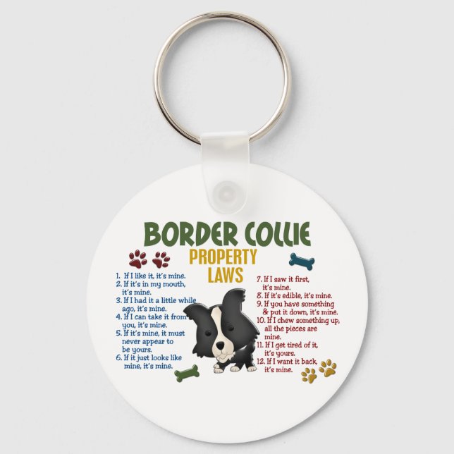Chaveiro Lei de Propriedade de Collie de Borda 4 (Frente)