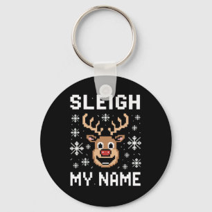 Chaveiro Leigh Meu Nome Pixel de Natal Feio Sleigh