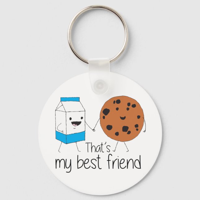 Chaveiro Leite e Cookies Melhores Amigos BFF Amizade Arte (Frente)