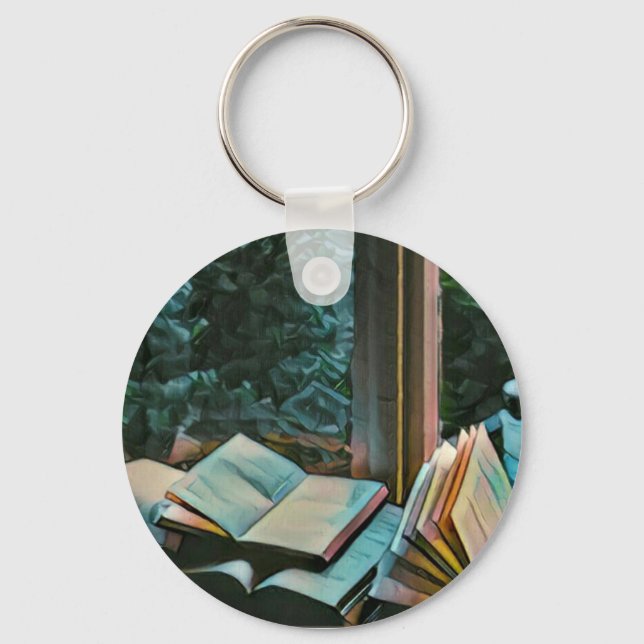 Chaveiro Leitura de presente de trabalho de arte (Frente)
