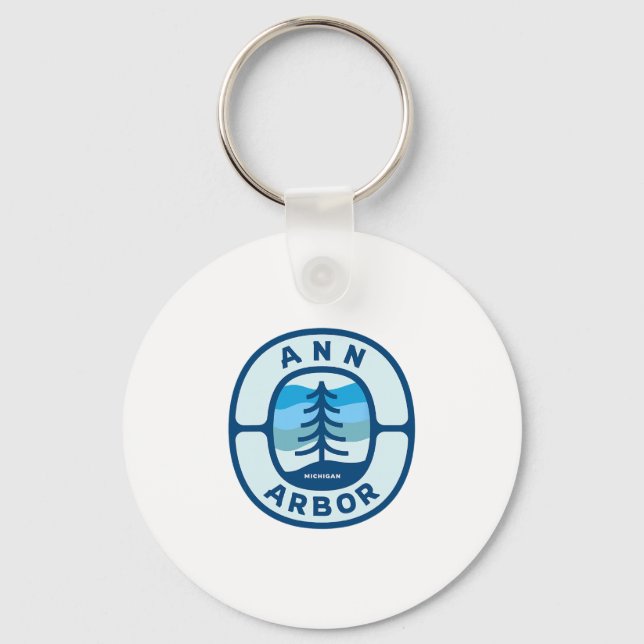 Chaveiro Lembrança da Floresta de Inverno Retro Ann Arbor M (Frente)