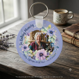 Chaveiro Lembrança de Foto Memorial Floral de Anêmona Roxa