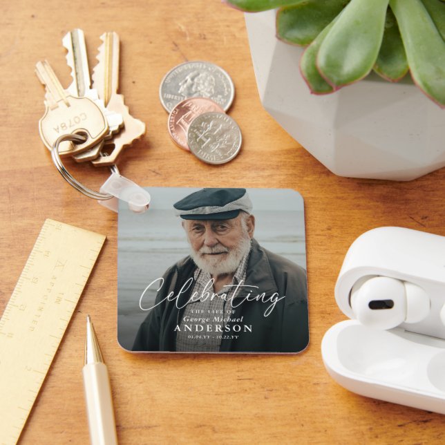 Chaveiro Lembrança de simpatia funeral de foto personalizad (Mesa)