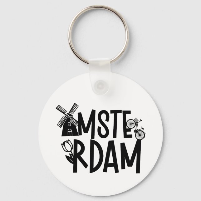 Chaveiro Lembrança de Viagem Amsterdã Holanda (Frente)