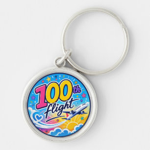 Chaveiro lembrança de viagem de avião colorido de 100º voo