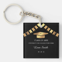 Lembrança Elegante de Formatura Tema Preto e Doura