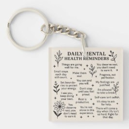 Chaveiro Lembretes de Saúde Mental Diários