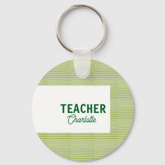 Chaveiro Lemon green white stripes teacher professor name c