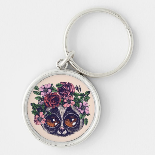 Chaveiro Lemur floral doce (Frente)