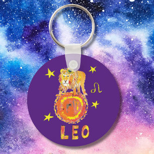 Chaveiro Leo the Lion star sign key ring