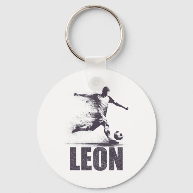 Chaveiro Leon Soccer Boys Personalized First Name Leon  (Frente)