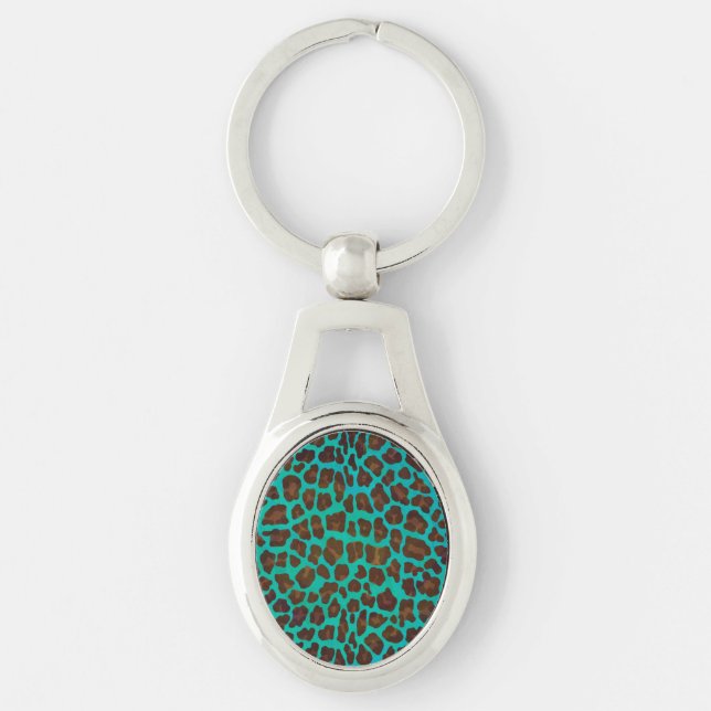 Chaveiro Leopard Brown e Teal Impressão (Frente)