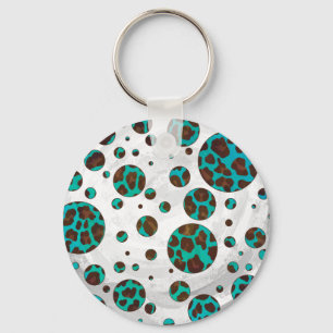 Chaveiro Leopard Brown e Teal PrintPolka Pontos
