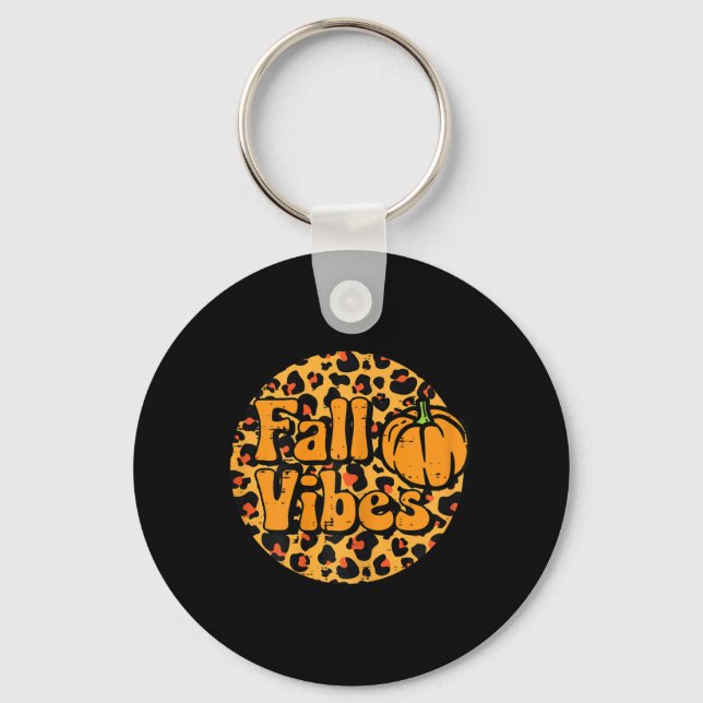 Chaveiro Leopard Fall Vibes Fúnebre Outono Bonito Mulheres  (Frente)