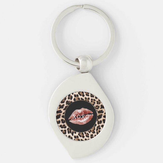 Chaveiro Leopard Print Red Lips XOXO (Frente)