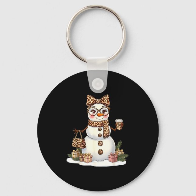 Chaveiro Leopard Snowman With Sungles Funny Christmas Women (Frente)