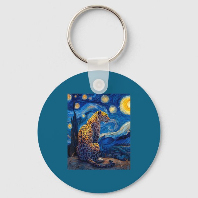 Chaveiro Leopard - Van Gogh Style Starry Night Funny Graphi (Frente)