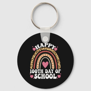 Chaveiro Leopardo Arco-íris Feliz 100º Dia Escolar Fofo 100