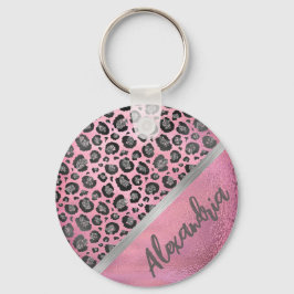 Chaveiro Leopardo brilhante impresso a rosa quente brilhant