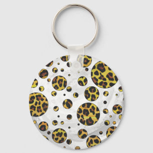 Chaveiro Leopardo Brown e Bolinhas Amarela