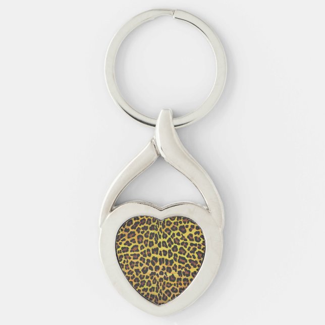 Chaveiro Leopardo Castanho e Impressão Amarelo (Frente)