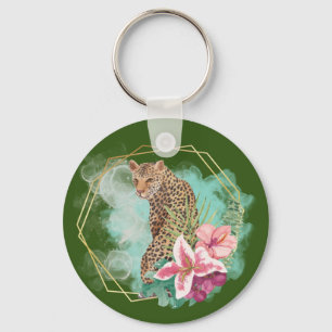 Chaveiro Leopardo-da-água e quadro tropical