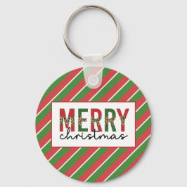 Chaveiro Leopardo do Natal Moderno Imprime Greve Verde Verm