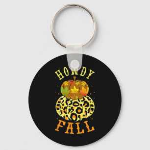 Chaveiro Leopardo Howdy Fall Pumpkin Western Autumn Leaves