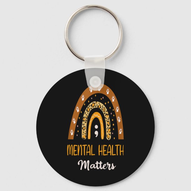 Chaveiro Leopardo Imprime Arco-Íris Para Saúde Mental (Frente)