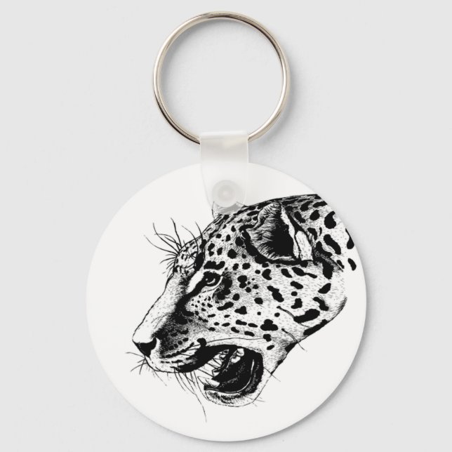 Chaveiro Leopardo Preto E Branco (Frente)