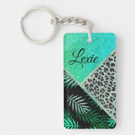 Chaveiro Leopardo Tropical Teal Personalizado