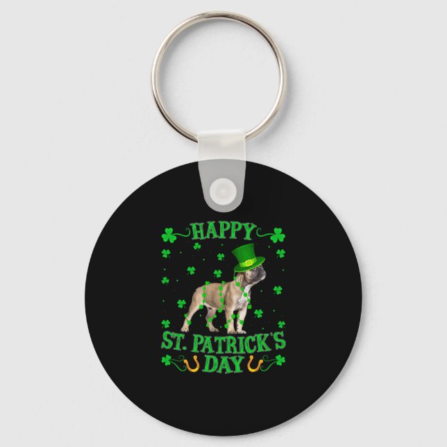 Chaveiro Leprechaun Hat French Bulldog Rua. Dia de Patrick (Frente)