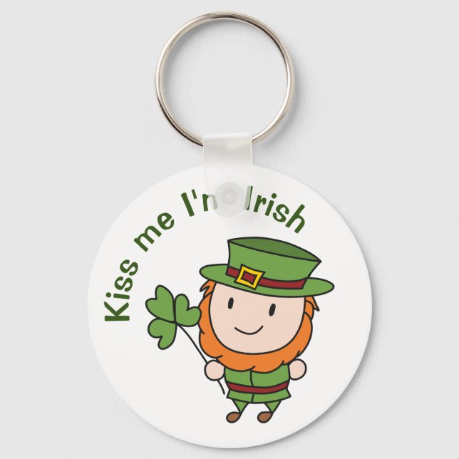 Chaveiro Leprechaun me beije eu sou irlandês (Frente)