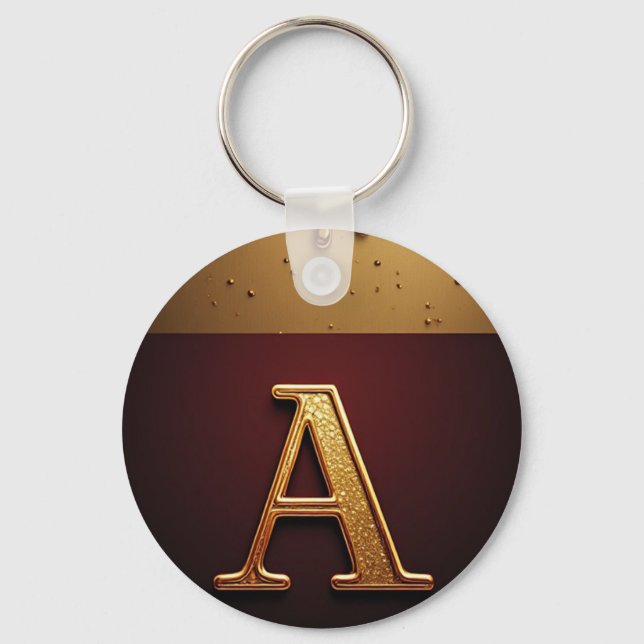 Chaveiro Letra A Dourada Com Metal Derramado (Frente)