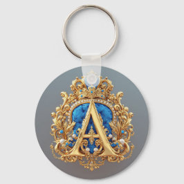 Chaveiro Letra A Dourada Ornamentada Com Desenho De Moldura