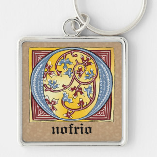 Chaveiro Letra azul medieval e vermelha voy iluminada - O