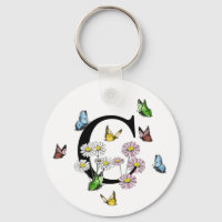 Letra C Borboleta Floral Monograma inicial