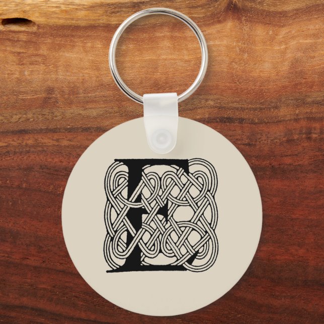 Chaveiro Letra E Celtic Knot Vintage Monograma (Frente)
