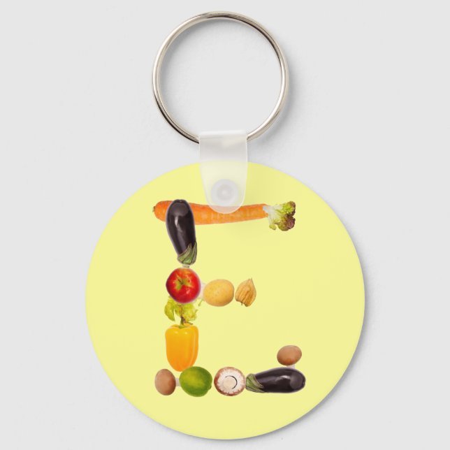 Chaveiro letra "E" das frutas e produtos hortícolas (Frente)