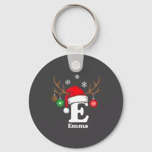 Chaveiro Letra E Nome Inicial Emma Com Chapéu de Papai Noel