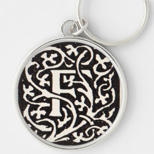 Chaveiro Letra F Art Nouveau Monograma Vintage