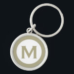 Chaveiro Letra inicial Mínima Clássica do Monograma<br><div class="desc">Chaveiro com monograma moderno,  com monograma inicial em verde e branco sage.</div>