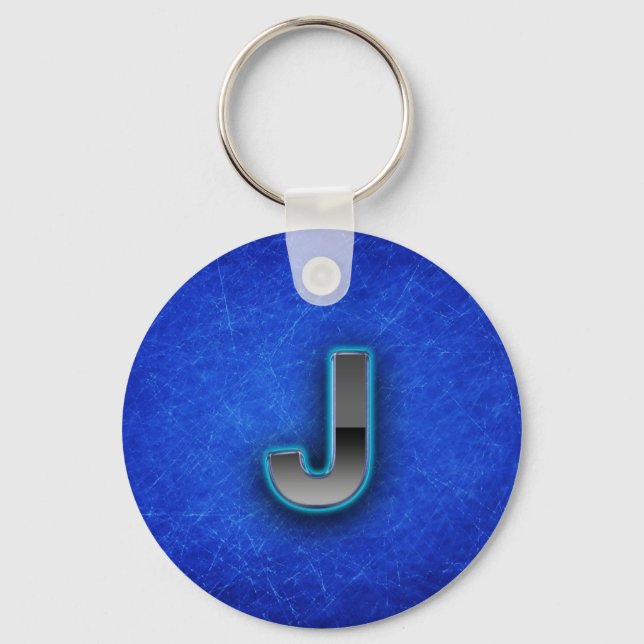 Chaveiro Letra J - edição azul neon (Frente)