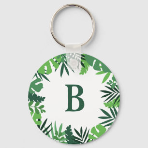 Chaveiro Letra monográfica verde palma tropical floral