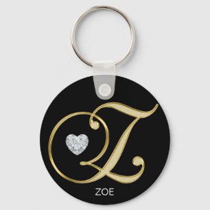 Chaveiro Letra Monogrammed Dourado personalizada elegante Z