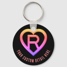 Letra R inicial de coração brilhante