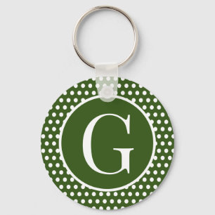 Chaveiro Letra Retroativa Chic Bolinhas Verdes Escuras