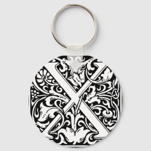 Chaveiro Letra X Monograma Medieval Arte Nova