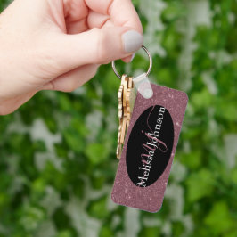 Chaveiro Letras elegantes a ouro rosa em pulseira preta
