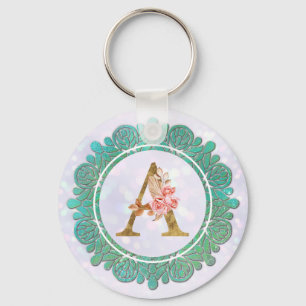 Chaveiro Letras Iniciais de Monograma Elegante com Mandala